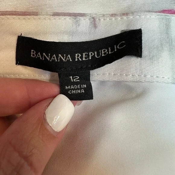 Banana Republic Watercolor Linen Blend Wrap Pencil Skirt Pockets Size 12 Large - Picture 8 of 10